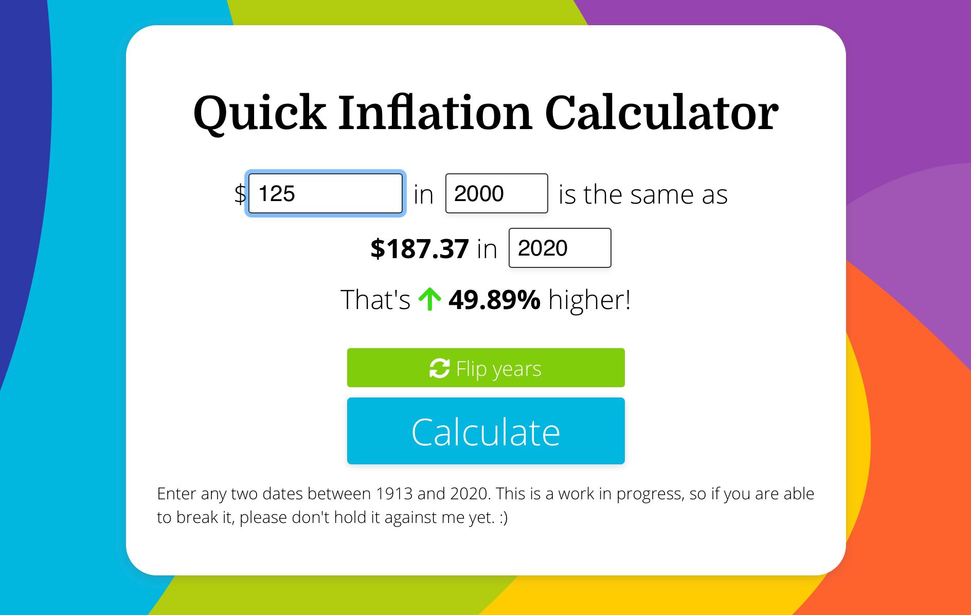 Introducing Quick Inflation Calculator