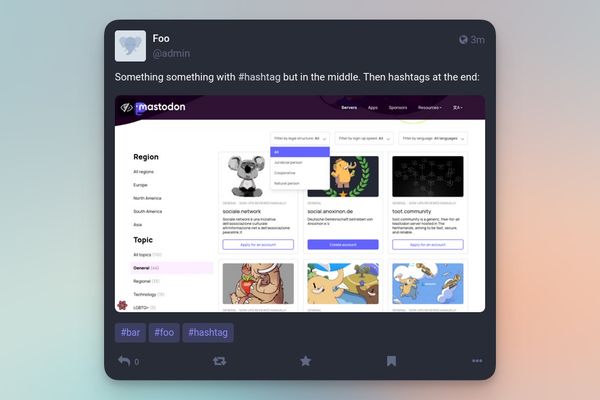 Mastodon working on nicer hashtags